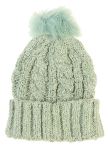 Adult cable knit beanie in mint