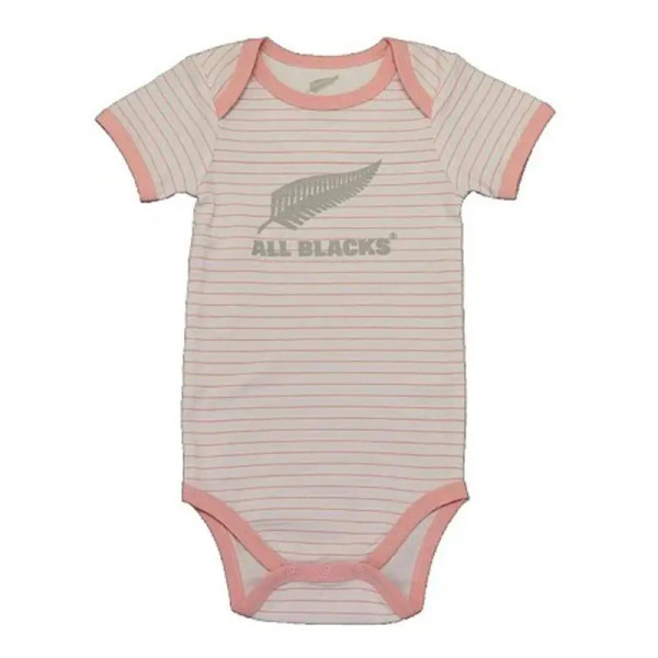 All Blacks infant pink stripe bodysuit