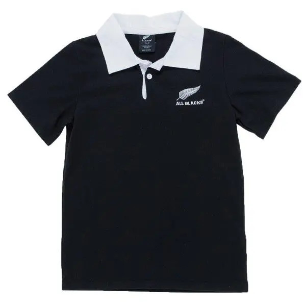 All Blacks Kids size rugby jersey with white collar