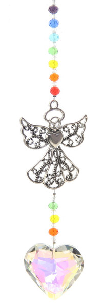 Angel with heart crystal drop