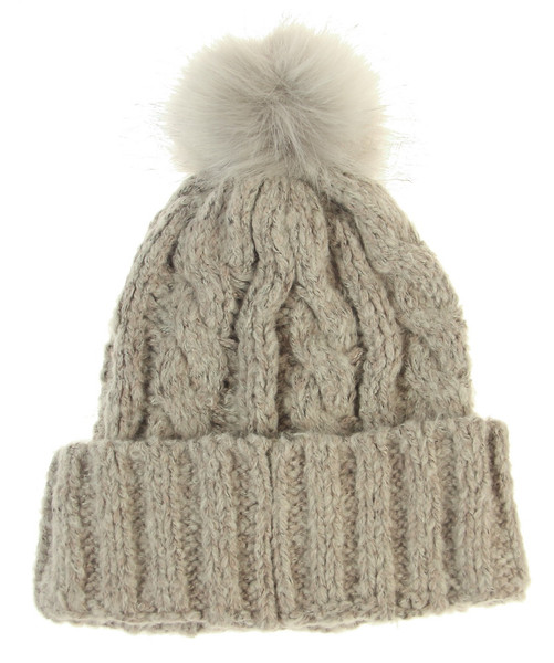 Adult cable knit beanie in light grey