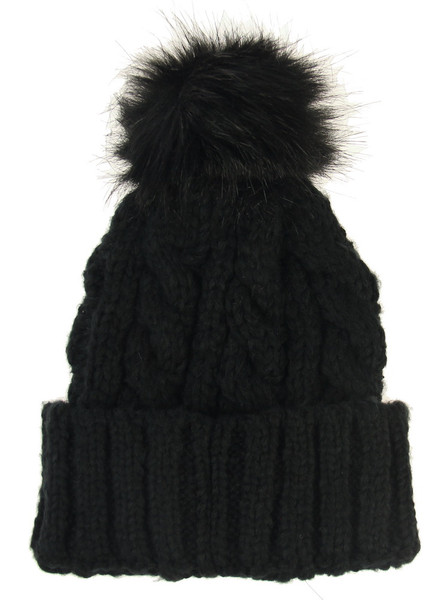 Adult cable knit beanie in black