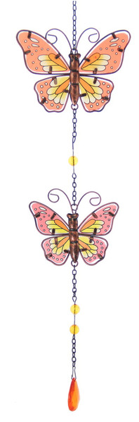 two butterflies hanging decoration in cherise