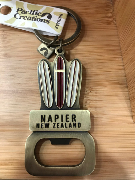 Napier NZ key ring and bottle opener - retro longboards