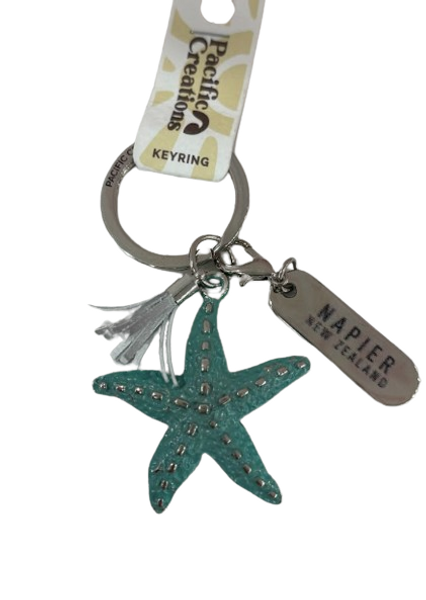 Starfish metal key ring with Napier, New Zealand tag