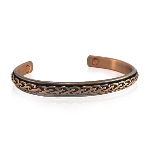 Genuine copper bracelet with magnets - weave design on copper