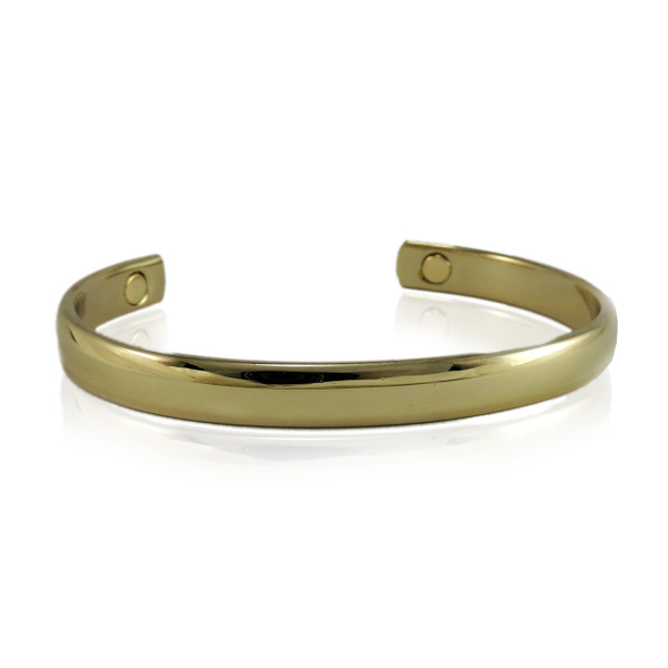Genuine copper bracelet with magnets - plain gold colour