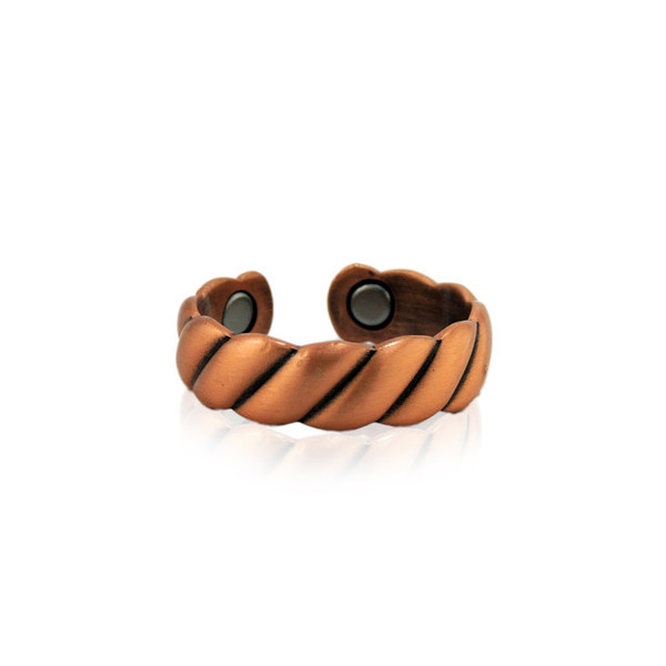 Genuine Copper ring with magnets - diagonal weave style