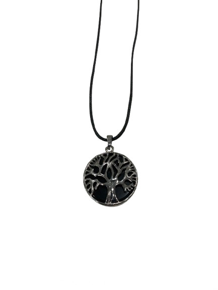 Tree of Life Pendant with Black Onyx on black cord