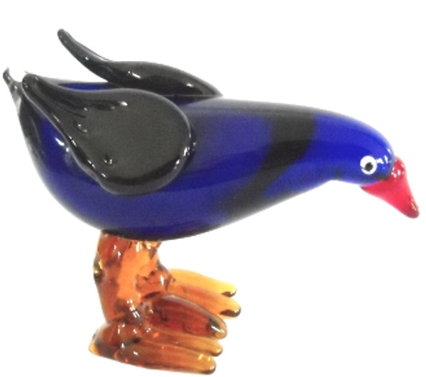 Handcrafted glass art large pukeko ornament