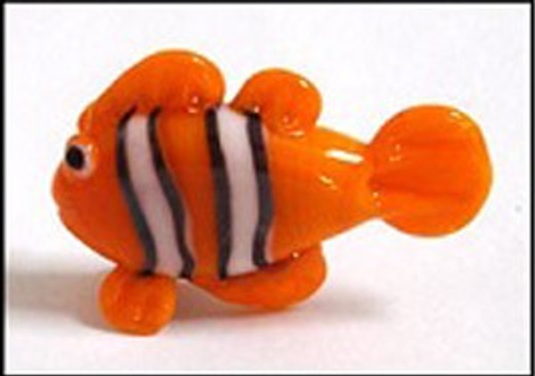 Micro handcrafted glass art clown fish
