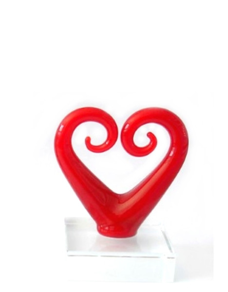 midi handcrafted glass art heart in red
