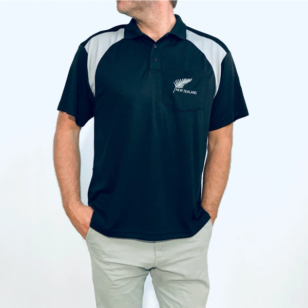 NZ Souvenir Dri Fit Polo Shirt with silver fern
