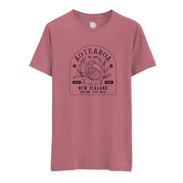 Womens NZ souvenir T-shirt in slate rose - nouveau kiwi