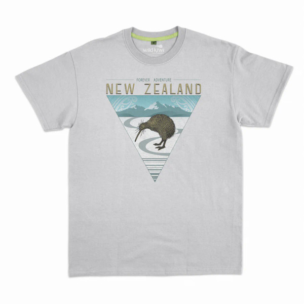 Men’s New Zealand Kiwi & Mountain Range T-Shirt - Light Grey
