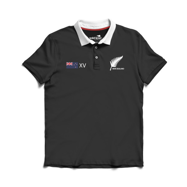 NZ Short sleeve black rugby jersey