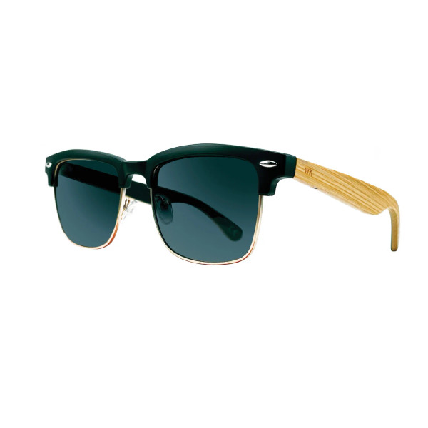Unisex, Bamboo arm, polarised sunglasses - semi rimless black