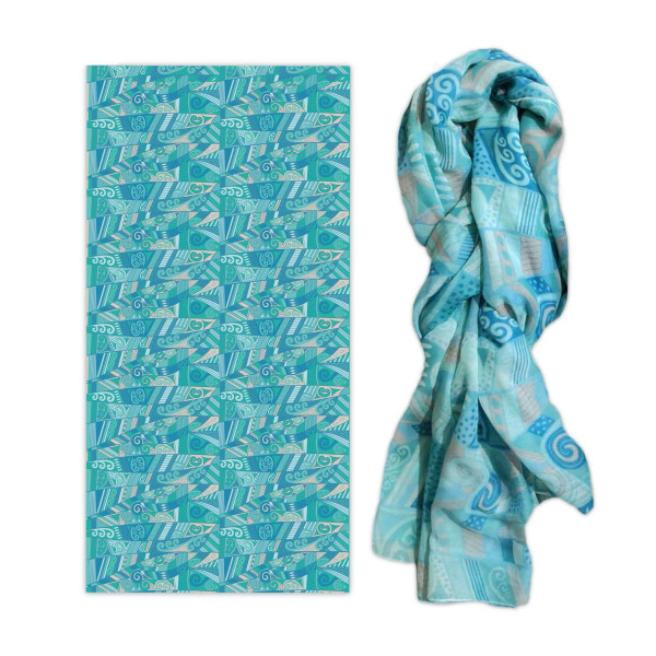 NZ Koru design on blue scarf