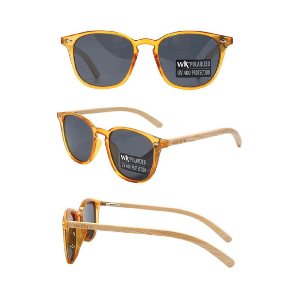 Unisex, wooden arm, polarised sunglasses - Amber