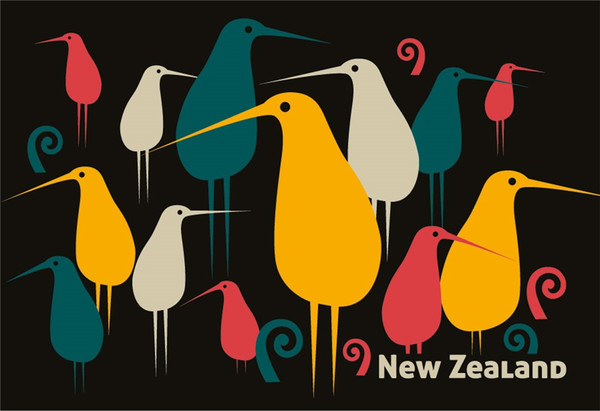 NZ souvenir magnet - retro kiwi