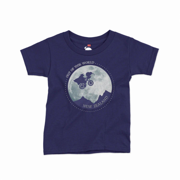 NZ souvenir childrens T-shirt in cobalt blue -  ET kiwi - various sizes