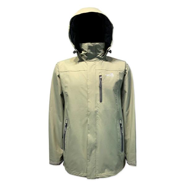 Mens storm jacket with hood in sage