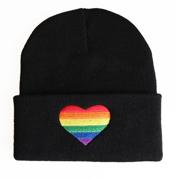 Black beanie with Rainbow heart