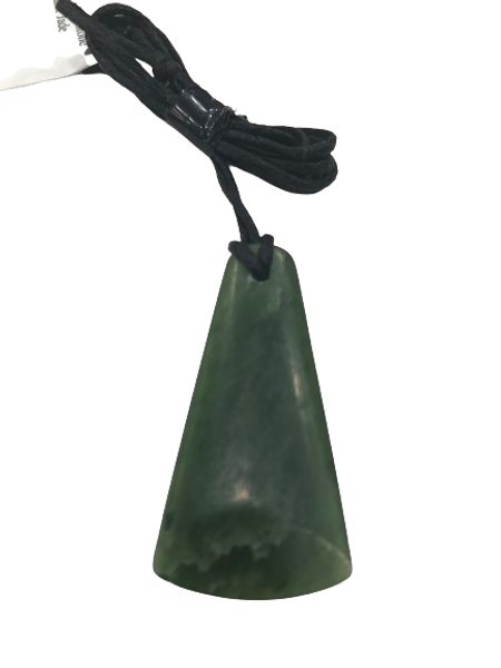 NZ Greenstone triangular shape pendant on cord