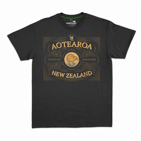 Men's NZ souvenir T-shirt - Vintage look dark blue with  Aotearoa NZ - various sizes