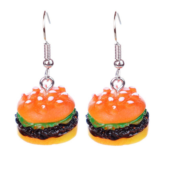 Cheeseburger earrings on hooks