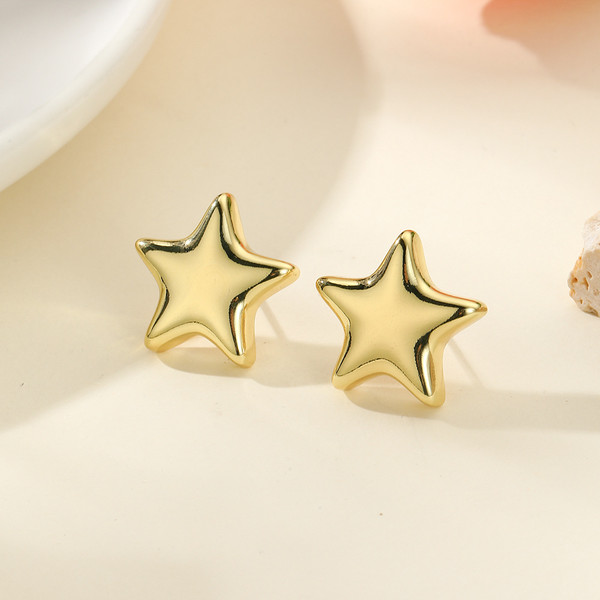 Star earrings on posts - gold coloured