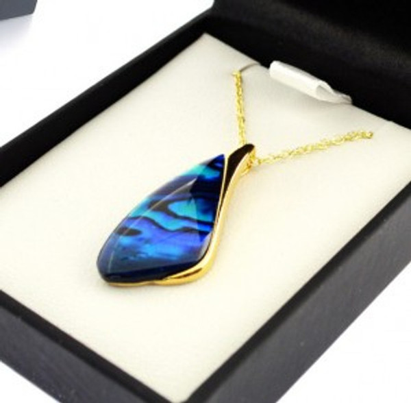 New Zealand paua shell pendant with gold plating