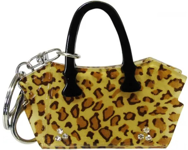 Keyring- Leopard print handbag with diamante