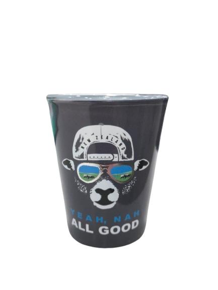 Sheep with attitude NZ souvenir shot glass
