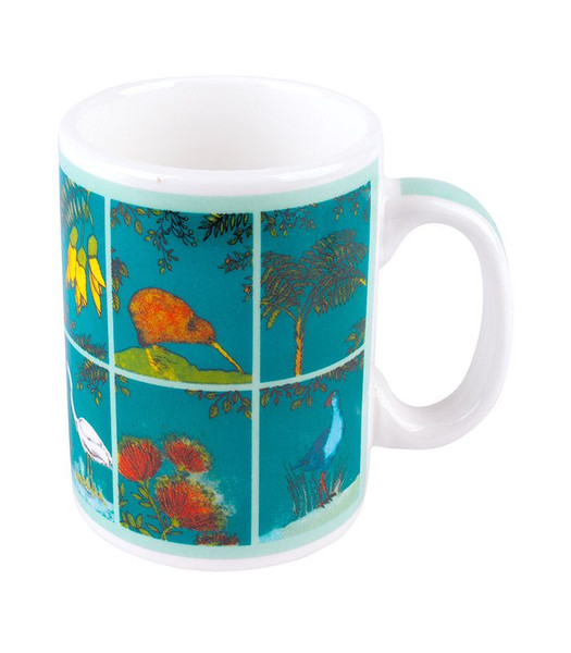 NZ native birds and plants mini mug Kiwiana souvenir gift