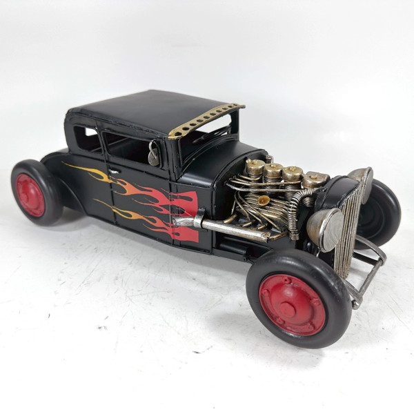Retro metal ornamental Black V8 Rat Rod