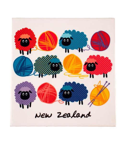 Woolly brights sheep ceramic trivet