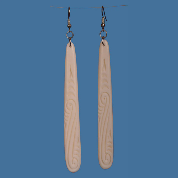 Bone Drop Large earrings with carved detailing (bone 10cm drop)