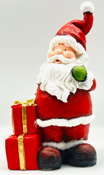 Standing santa with wrapped box