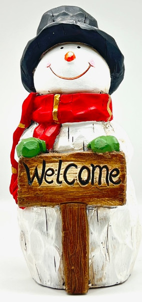 Christmas decoration, snowman with welcome sign