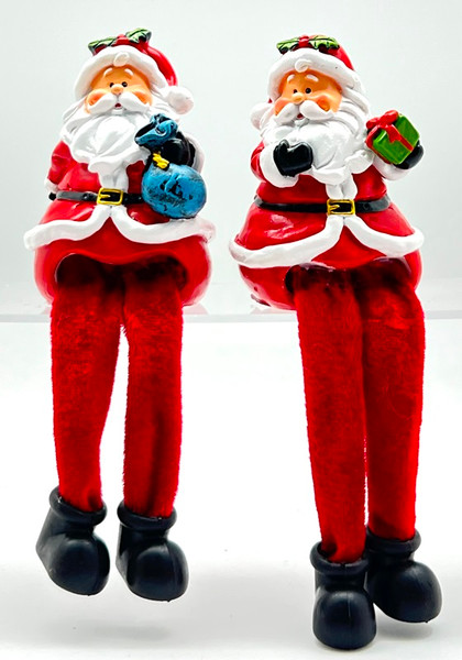 Christmas Santa shelf sitter holding present