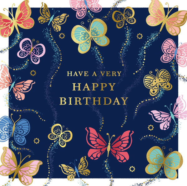 Blue card with butterflies  - birthday card