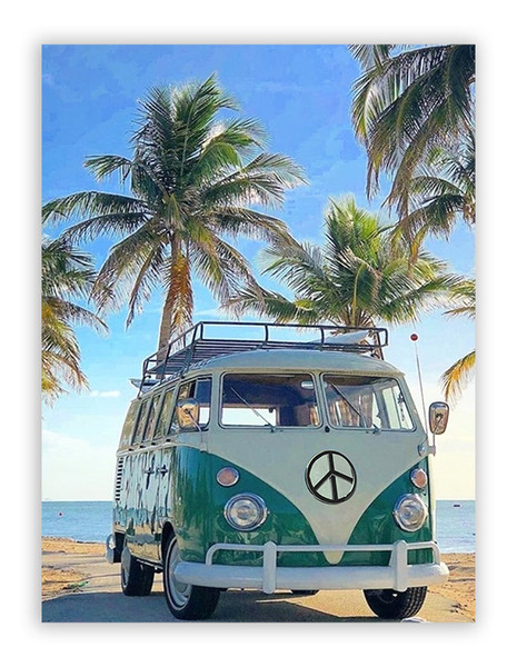 Combi Van at the beach retro style tin sign