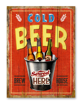 Cold Beer served here retro style tin sign
