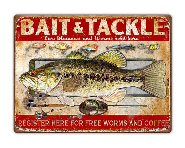 Fishing retro style tin sign