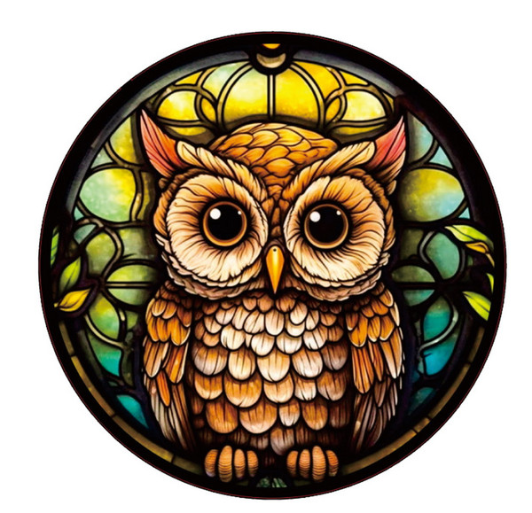 Cute Owl Suncatcher - Medium (15cm diameter)