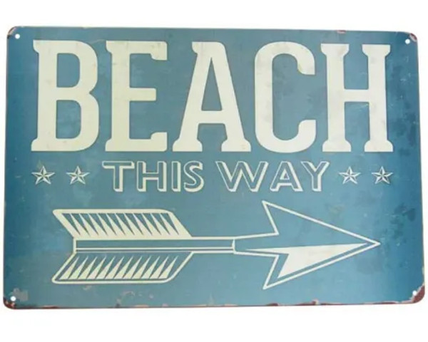 Retro style tin sign - Beach this way