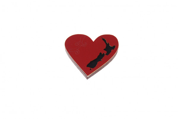 Handcrafted Heart magnet with NZ map cutout