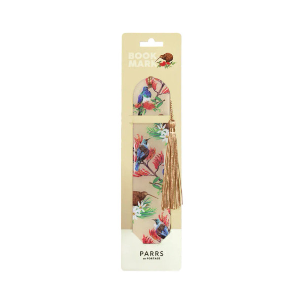 Magnetic bookmark - Beige with NZ birds and flowers