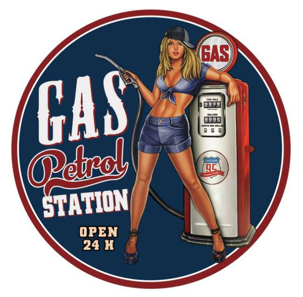 Metal petrol station sign (40cm diameter)